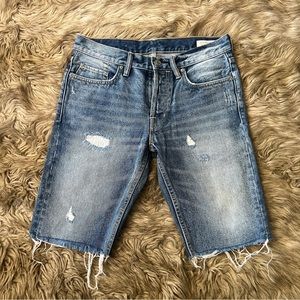 All saints raw hem denim shorts